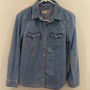 Topshop Moto Women’s 6 Denim Cotton Snap Shirt